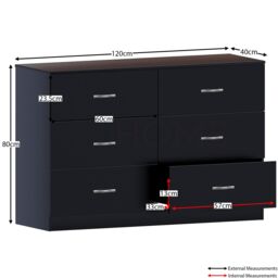 Home Discount Vida Designs Riano 6 Drawer Chest of Drawers Storage in Black - thumbnail 2