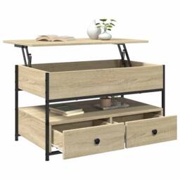 Berkfield Home Coffee Table Sonoma Oak 85x50x50 cm Engineered Wood & Metal in Brown - Size: 85 x 50 x 50 cm - thumbnail 4