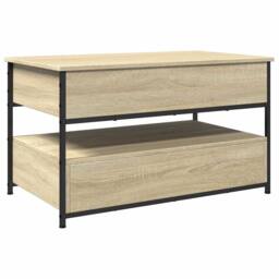Berkfield Home Coffee Table Sonoma Oak 85x50x50 cm Engineered Wood & Metal in Brown - Size: 85 x 50 x 50 cm - thumbnail 7