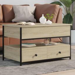 Berkfield Home Coffee Table Sonoma Oak 85x50x50 cm Engineered Wood & Metal in Brown - Size: 85 x 50 x 50 cm - thumbnail 2