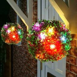 VOGREX Solar LED Hanging Sphere Light, Garden Decor 15 LEDs- Colorful