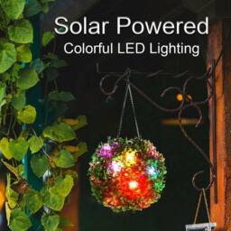VOGREX Solar LED Hanging Sphere Light, Garden Decor 15 LEDs- Colorful - thumbnail 3