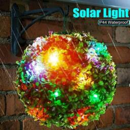 VOGREX Solar LED Hanging Sphere Light, Garden Decor 15 LEDs- Colorful - thumbnail 4