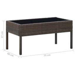 Berkfield Home Garden Table Brown 75x40x37 cm Poly Rattan - Size: 75 x 40 x 37 cm - thumbnail 5