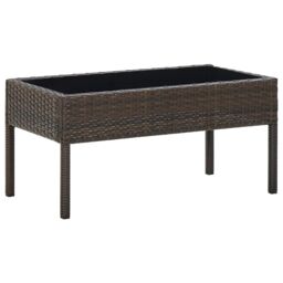 Berkfield Home Garden Table Brown 75x40x37 cm Poly Rattan - Size: 75 x 40 x 37 cm