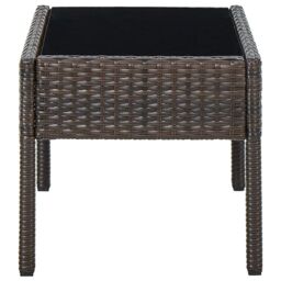Berkfield Home Garden Table Brown 75x40x37 cm Poly Rattan - Size: 75 x 40 x 37 cm - thumbnail 3
