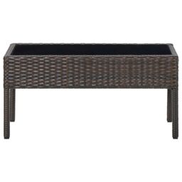 Berkfield Home Garden Table Brown 75x40x37 cm Poly Rattan - Size: 75 x 40 x 37 cm - thumbnail 2