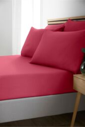 Catherine Lansfield So Soft Non Iron Fitted Sheet in Bright Pink - Size: Double Fitted - thumbnail 1