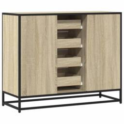 Berkfield Home Sideboard Sonoma Oak 92x35x76 cm Engineered Wood in Light Brown - Size: 92 x 35 x 76 cm - thumbnail 6
