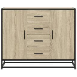 Berkfield Home Sideboard Sonoma Oak 92x35x76 cm Engineered Wood in Light Brown - Size: 92 x 35 x 76 cm - thumbnail 4