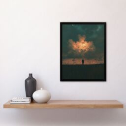 Artery8 Believe in Magic Dreamy Firefly Cloud Magical Sky Framed Art Print in Dark Blue - Size: A4 - thumbnail 4