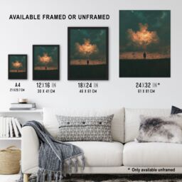 Artery8 Believe in Magic Dreamy Firefly Cloud Magical Sky Framed Art Print in Dark Blue - Size: A4 - thumbnail 3