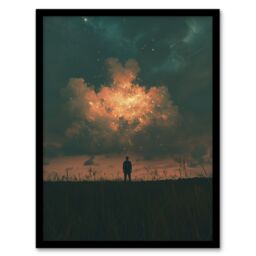 Artery8 Believe in Magic Dreamy Firefly Cloud Magical Sky Framed Art Print in Dark Blue - Size: A4 - thumbnail 1