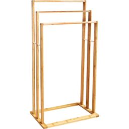 MANTRARAJ 3 Tier Free Standing Bamboo Towel Holder Clothes Drying Storage Rail in Brown