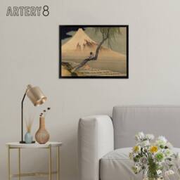 "Artery8 Hokusai Boy Viewing Mount Fuji Framed Canvas Japanese Wall Art Print in Grey - Size: W12"" x H16""" - thumbnail 3