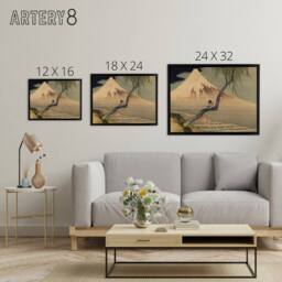 "Artery8 Hokusai Boy Viewing Mount Fuji Framed Canvas Japanese Wall Art Print in Grey - Size: W12"" x H16""" - thumbnail 4