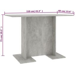 Berkfield Home Dining Table Concrete Grey 110x60x75 cm Engineered Wood - Size: 110 x 60 x 75 cm - thumbnail 6