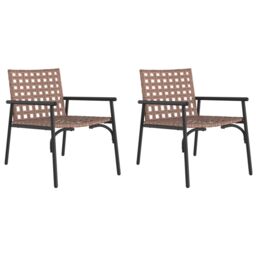 Berkfield Home Garden Chairs 2 pcs Black 79x56x73, 5 cm Poly Rattan in Brown - thumbnail 2