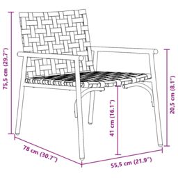 Berkfield Home Garden Chairs 2 pcs Black 79x56x73, 5 cm Poly Rattan in Brown - thumbnail 9