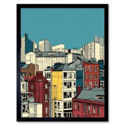 "Artery8 Wall Art Print Manchester City Architecture Styles Cityscape Art Framed in Black - Size: W12"" x H16""" - thumbnail 1