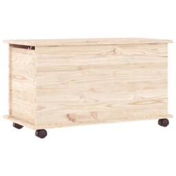 Berkfield Home Storage Chest with Wheels ALTA 73x39.5x44 cm Solid Wood Pine in Light Tan - thumbnail 4