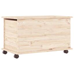 Berkfield Home Storage Chest with Wheels ALTA 73x39.5x44 cm Solid Wood Pine in Light Tan - thumbnail 7