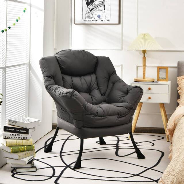 Costway Modern Recliner Chair Lounge Armchair Comfy Upholstered Leisure Chair in Grey