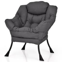 Costway Modern Recliner Chair Lounge Armchair Comfy Upholstered Leisure Chair in Grey - thumbnail 3