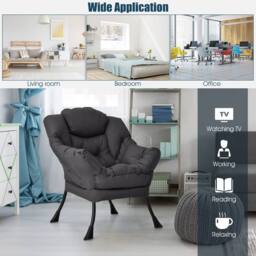 Costway Modern Recliner Chair Lounge Armchair Comfy Upholstered Leisure Chair in Grey - thumbnail 5