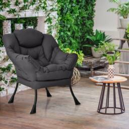 Costway Modern Recliner Chair Lounge Armchair Comfy Upholstered Leisure Chair in Grey - thumbnail 6