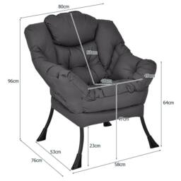 Costway Modern Recliner Chair Lounge Armchair Comfy Upholstered Leisure Chair in Grey - thumbnail 2