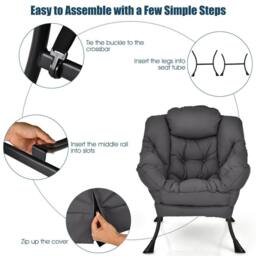 Costway Modern Recliner Chair Lounge Armchair Comfy Upholstered Leisure Chair in Grey - thumbnail 8