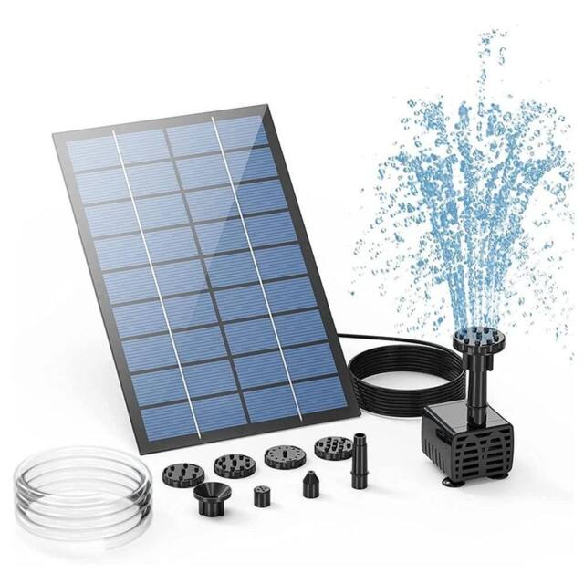 Kelvenix Solar Panel Powered Water Feature Pump Kit for Garden in Black - Size: 0.6m2