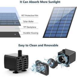 Kelvenix Solar Panel Powered Water Feature Pump Kit for Garden in Black - Size: 0.6m2 - thumbnail 3
