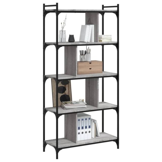 Berkfield Home Decorative Bookcase 5-Tier Grey Sonoma 76x32x158 cm Engineered Wood - Size: 76 x 32 x 158 cm - image 1