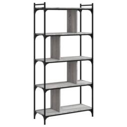 Berkfield Home Decorative Bookcase 5-Tier Grey Sonoma 76x32x158 cm Engineered Wood - Size: 76 x 32 x 158 cm - thumbnail 3