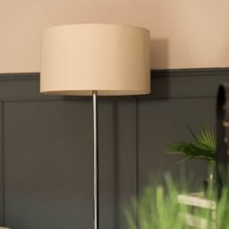 ValueLights Charlie Chrome Floor Lamp with Large Cream Shade in Silver - thumbnail 3