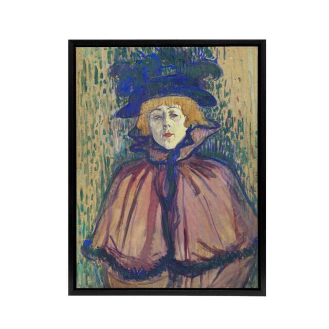 "Artery8 Jane Avril Portrait with Hat Framed Canvas Wall Art Print Lautrec - Size: W12"" x H16""" - image 1