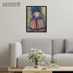 "Artery8 Jane Avril Portrait with Hat Framed Canvas Wall Art Print Lautrec - Size: W12"" x H16""" - thumbnail 3