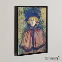 "Artery8 Jane Avril Portrait with Hat Framed Canvas Wall Art Print Lautrec - Size: W12"" x H16""" - thumbnail 2