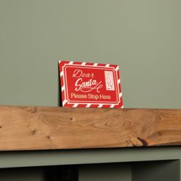 Samuel Alexander 29cm Red & White Dear Santa Stop Here Hanging Metal Sign Christmas Decoration - thumbnail 5