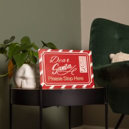 Samuel Alexander 29cm Red & White Dear Santa Stop Here Hanging Metal Sign Christmas Decoration - thumbnail 4