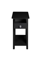 Living and Home 2 Tier Wooden Slim Side Table Bedside Sofa Side Table with Drawer&Shelf Wood Nightstand in Black - thumbnail 4