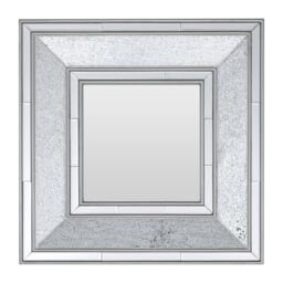 Orsina Silver Wall Mirror, Reflective Glass Border Mirror for Living Room or Hallway, Boutique Square Wall Mirror