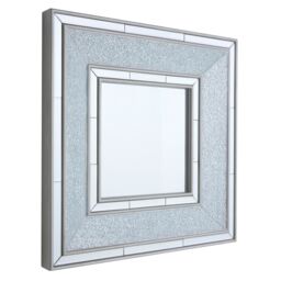 Orsina Silver Wall Mirror, Reflective Glass Border Mirror for Living Room or Hallway, Boutique Square Wall Mirror - thumbnail 2
