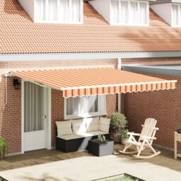 Berkfield Home Manual Retractable Awning Yellow & Orange 400x300 cm - thumbnail 1