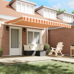 Berkfield Home Manual Retractable Awning Yellow & Orange 400x300 cm - thumbnail 3