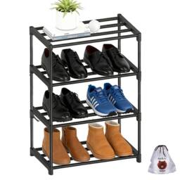 Hinsinc Shoe Rack 3 Tier Slim Narrow Free Standing Organizer in Black