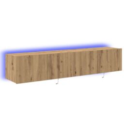 Berkfield Home TV Wall Cabinets with LED Lights 2 pcs Artisan Oak 80x35x31 cm in Brown - Size: 80 x 35 x 31 cm - thumbnail 2