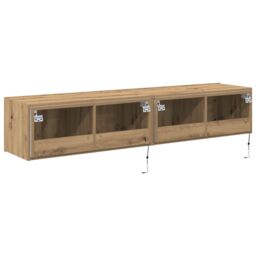 Berkfield Home TV Wall Cabinets with LED Lights 2 pcs Artisan Oak 80x35x31 cm in Brown - Size: 80 x 35 x 31 cm - thumbnail 9